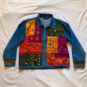 Vintage Medium Shisha Embroidered Denim Jacket